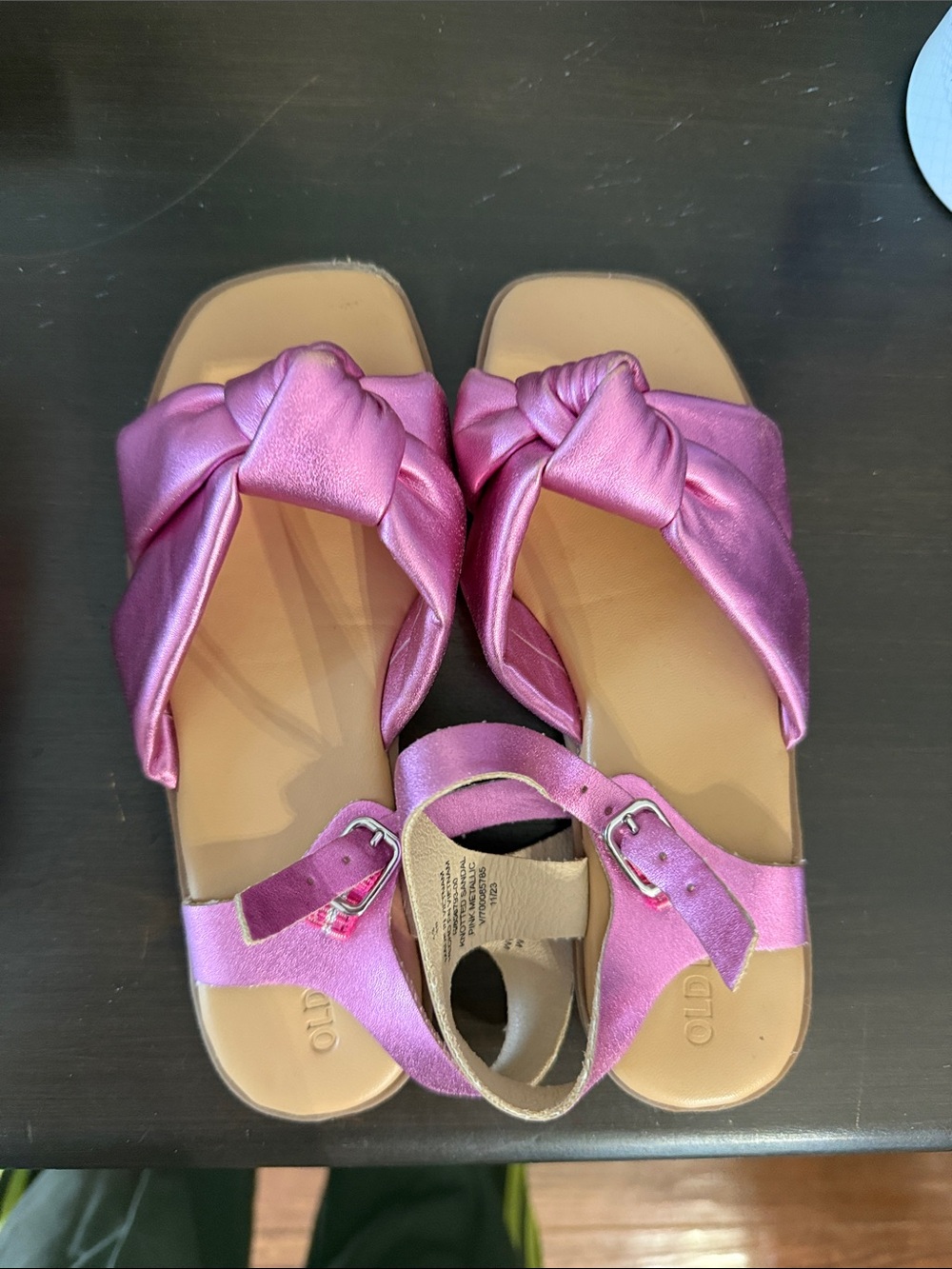 Old Navy Metallic Pink Knotted Strap Sandals